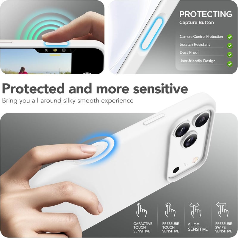 GONEZ Magnetic for iPhone 17 Pro Max Case, Compatible with MagSafe, [Screen Protector + Camera Lens Protector], Liquid Silicone Anti-Scratch Shockproof Protective Phone Case 6.9 inch, White - Image 5